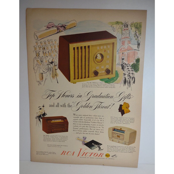 RCA Victor Radio Print AD Vintage 1948 Models 75X11 8X53 66X12 Ready To Frame - Picture 2 of 3